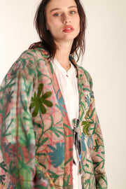 VINTAGE EMBROIDERED FABRIC KIMONO OLAO - sustainably made MOMO NEW YORK sustainable clothing, Kimono slow fashion