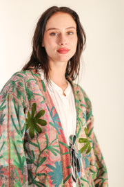 VINTAGE EMBROIDERED FABRIC KIMONO OLAO - sustainably made MOMO NEW YORK sustainable clothing, Kimono slow fashion