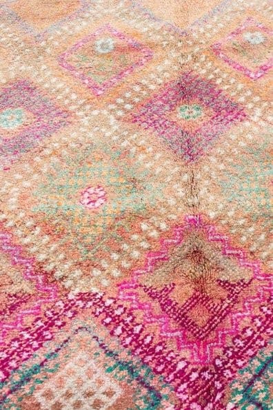 Vintage moroccan rug from Beni mguild, berber handmade area rug - sustainably made MOMO NEW YORK sustainable clothing, rug slow fashion