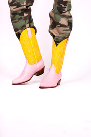 YELLOW PINK BOOTS MARJON - sustainably made MOMO NEW YORK sustainable clothing, boots slow fashion